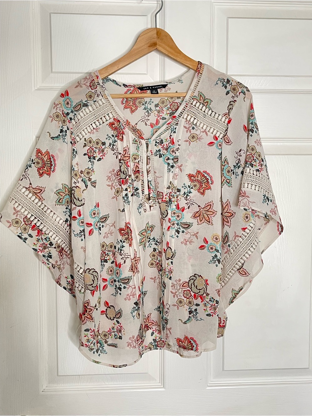 Zac & Rachel Floral Peasant Blouse Flowy Lightweight